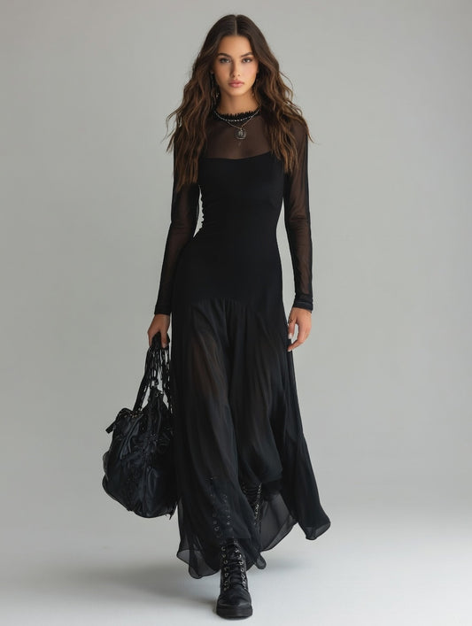 Loose Fit Tulle Maxi Dress